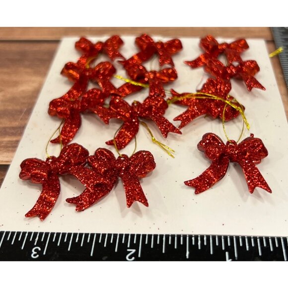 Merry Minis Glitter Red Bow Tie Ornaments For Crafting & GIFT WRAPPING - Picture 2 of 4